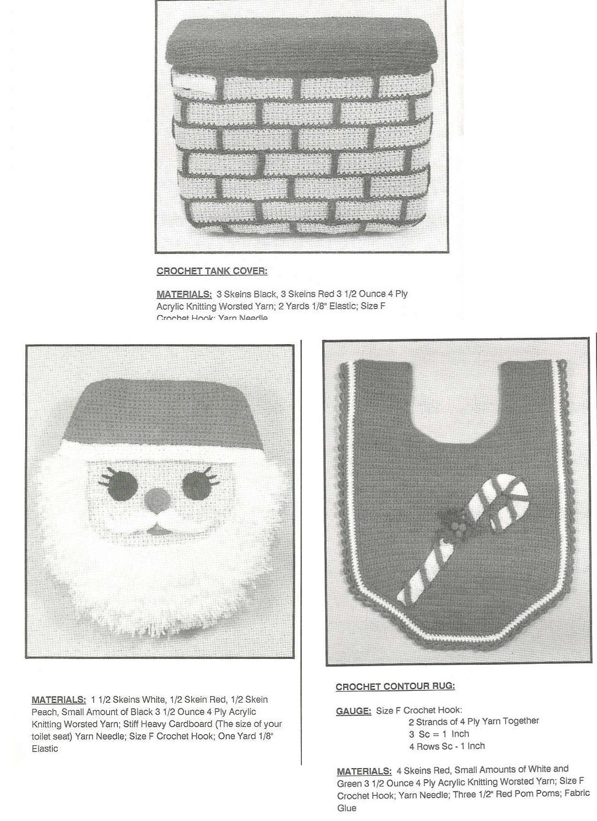 Vintage Crochet Pattern Christmas Bathroom Santa Claus Set Toilet Lid Chimney Tank Bear Tissue Cover PDF Instant Digital Download