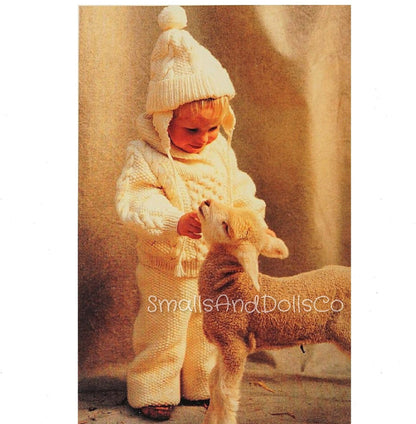 Vintage Knitting Pattern Knit Toddler Childs Snowsuit Set Cable Twist Hat Sweater Seed Stitch Pants PDF Instant Digital Download 1-4 yrs