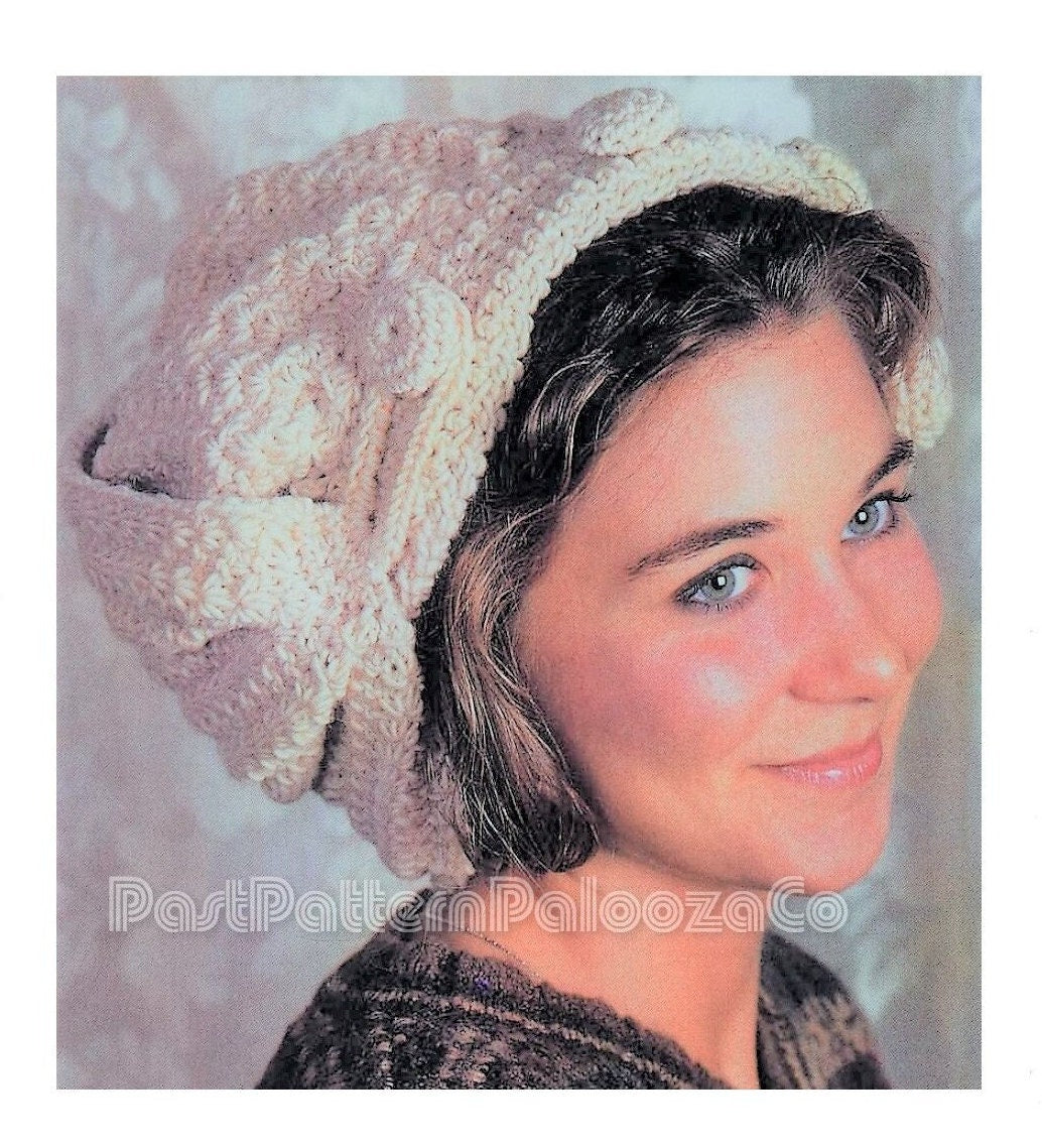 Vintage Crochet Pattern Womens Wraparound Turban Hat PDF Instant Digital Download Retro Boho Victorian Chic 10 Ply