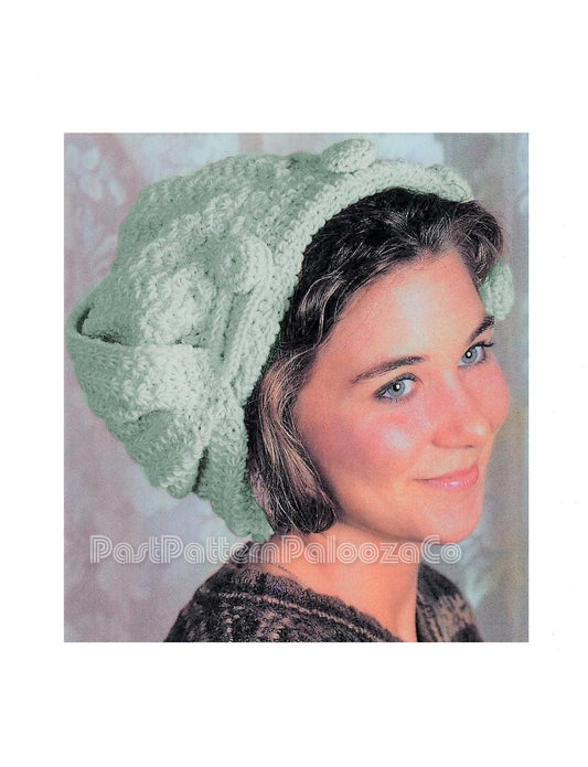 Vintage Crochet Pattern Womens Wraparound Turban Hat PDF Instant Digital Download Retro Boho Victorian Chic 10 Ply