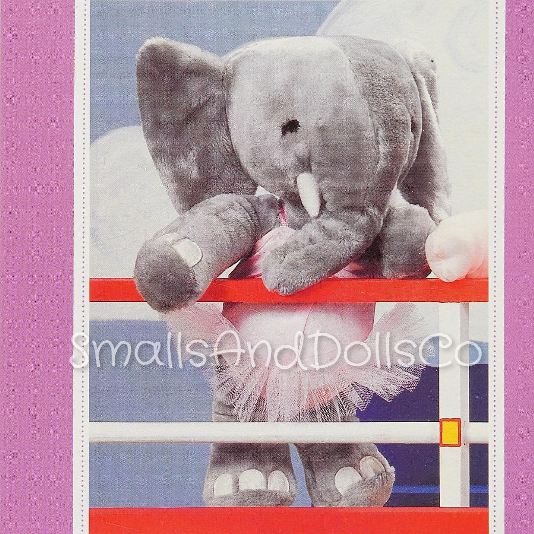 Vintage Sewing Pattern 20" Ballerina Elephant with Tutu Soft Sculpture Fabric Doll PDF Instant Digital Download Cute Girl Ellie Stuffed Toy