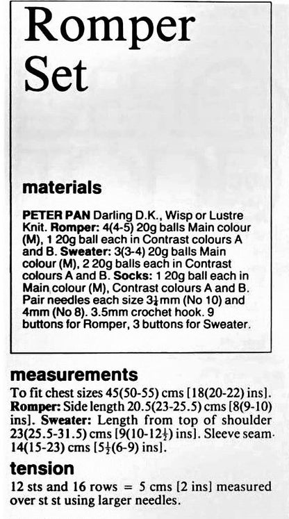Vintage Knitting Pattern Baby Striped Bubble Romper Sweater & Socks Set PDF Instant Digital Download 6m - 2 yrs DK