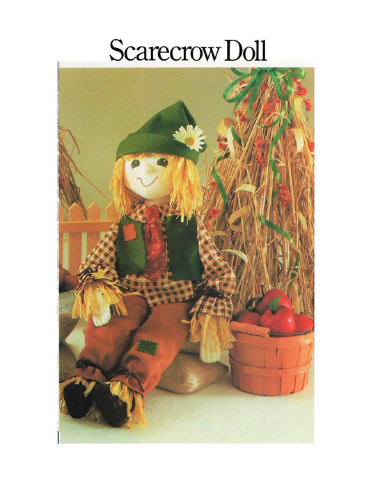 Vintage Sewing Pattern 24" Fabric Soft Sculpture Scarecrow Doll PDF Instant Digital Download Sewn Cloth Autumn Soft Toy Doll
