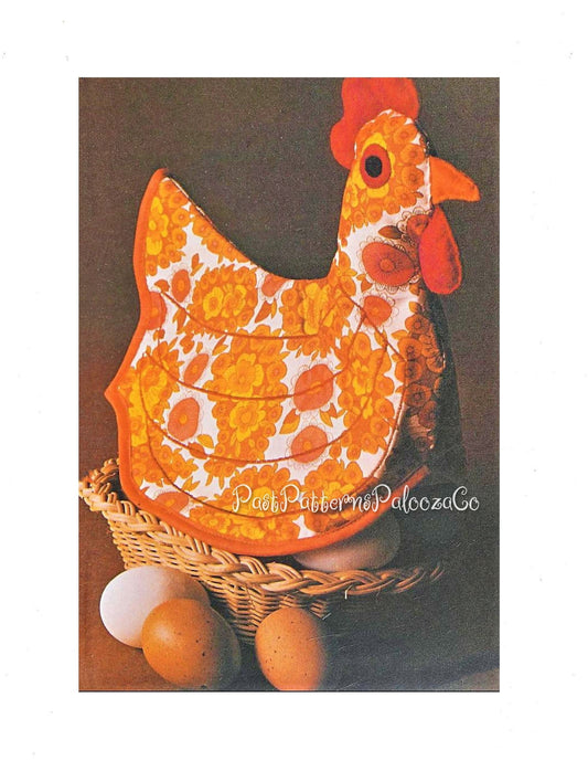 Vintage Sewing Pattern Egg Basket Hen Chicken Bun Bread Warmer Cover PDF Instant Digital Download Country Farmhouse Chic