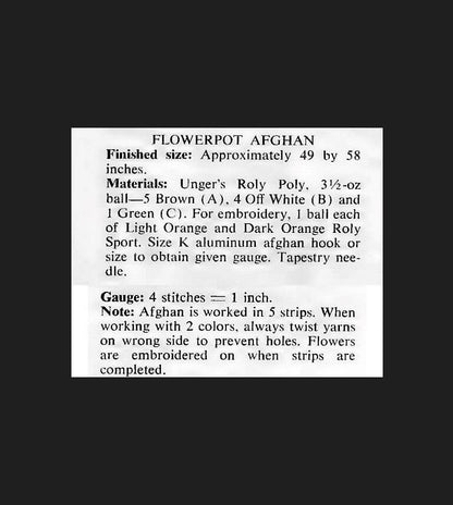 Vintage Crochet Pattern Girls Childs Flowerpot Squares Afghan PDF Instant Digital Download Retro Flower Pot Twin Bed Blanket Tunisian 10 Ply