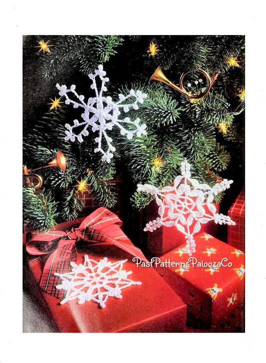 Vintage Crochet Pattern 4" Snowflakes Lacy Snow Crystals Christmas Ornaments or Gift Tags PDF Instant Digital Download 3 Designs
