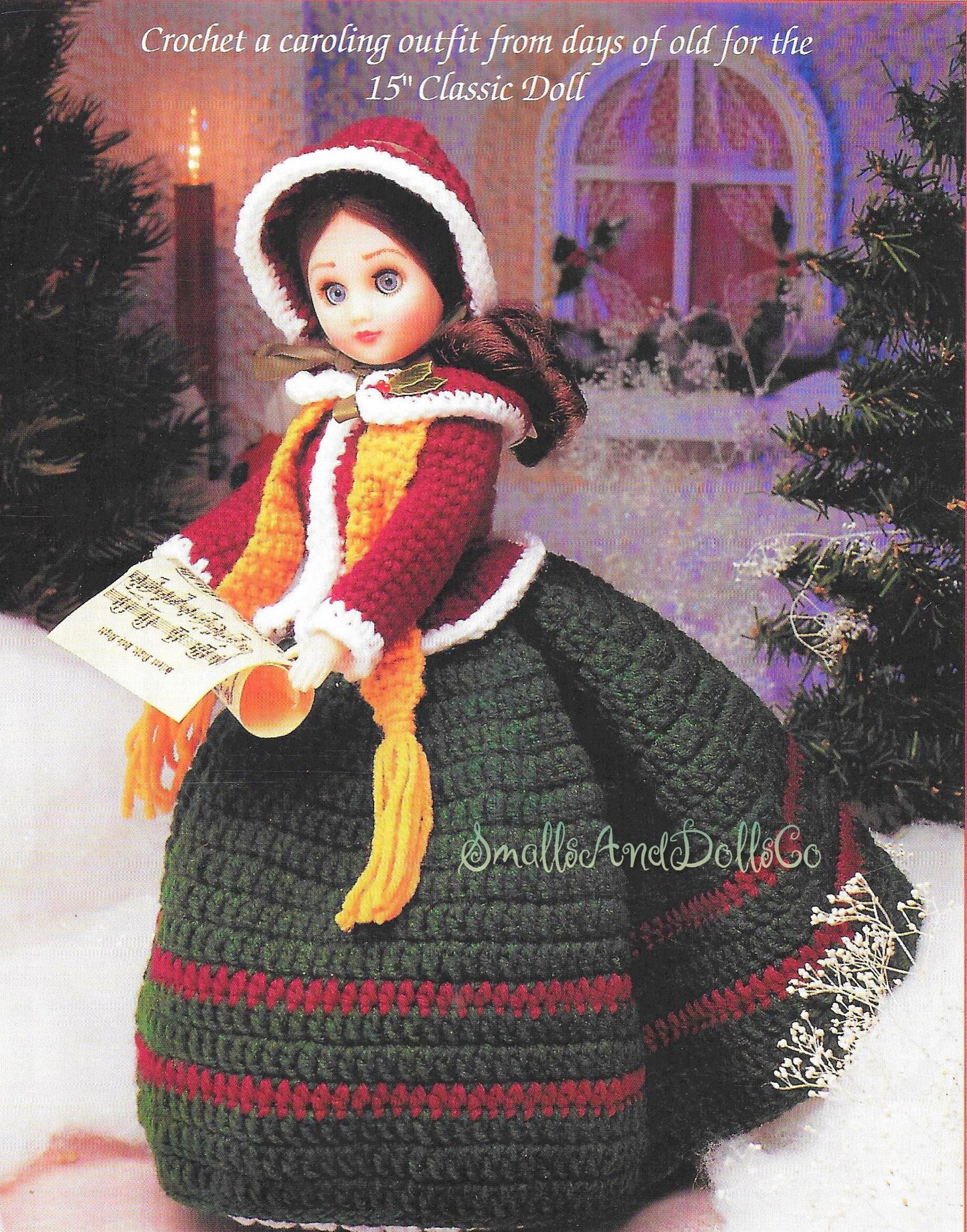 Vintage Crochet Pattern 15" Christmas Caroler Emily Doll PDF Instant Digital Download Singing Holiday Girl Outfit 10 Ply