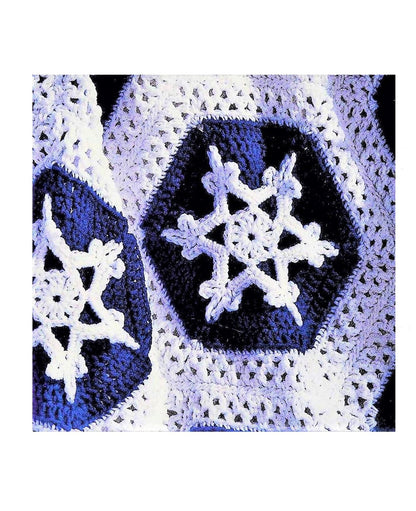 Vintage Crochet Pattern Icy Christmas Snowflake Afghan Blanket PDF Instant Digital Download Hexagon Granny Squares Holiday Throw 10 Ply