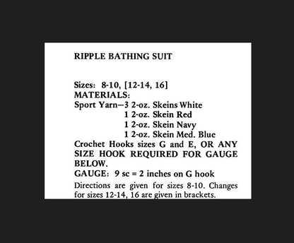 Vintage Crochet Pattern Ripple Halter Top Bathing Suit Swimsuit Play Suit PDF Instant Digital Download Retro 70s Mod Hippie Chic