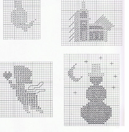 Vintage Cross Stitch Patterns 3" Simple Classic Round Christmas Ornaments PDF Instant Digital Download 18 Holiday Designs Beginners