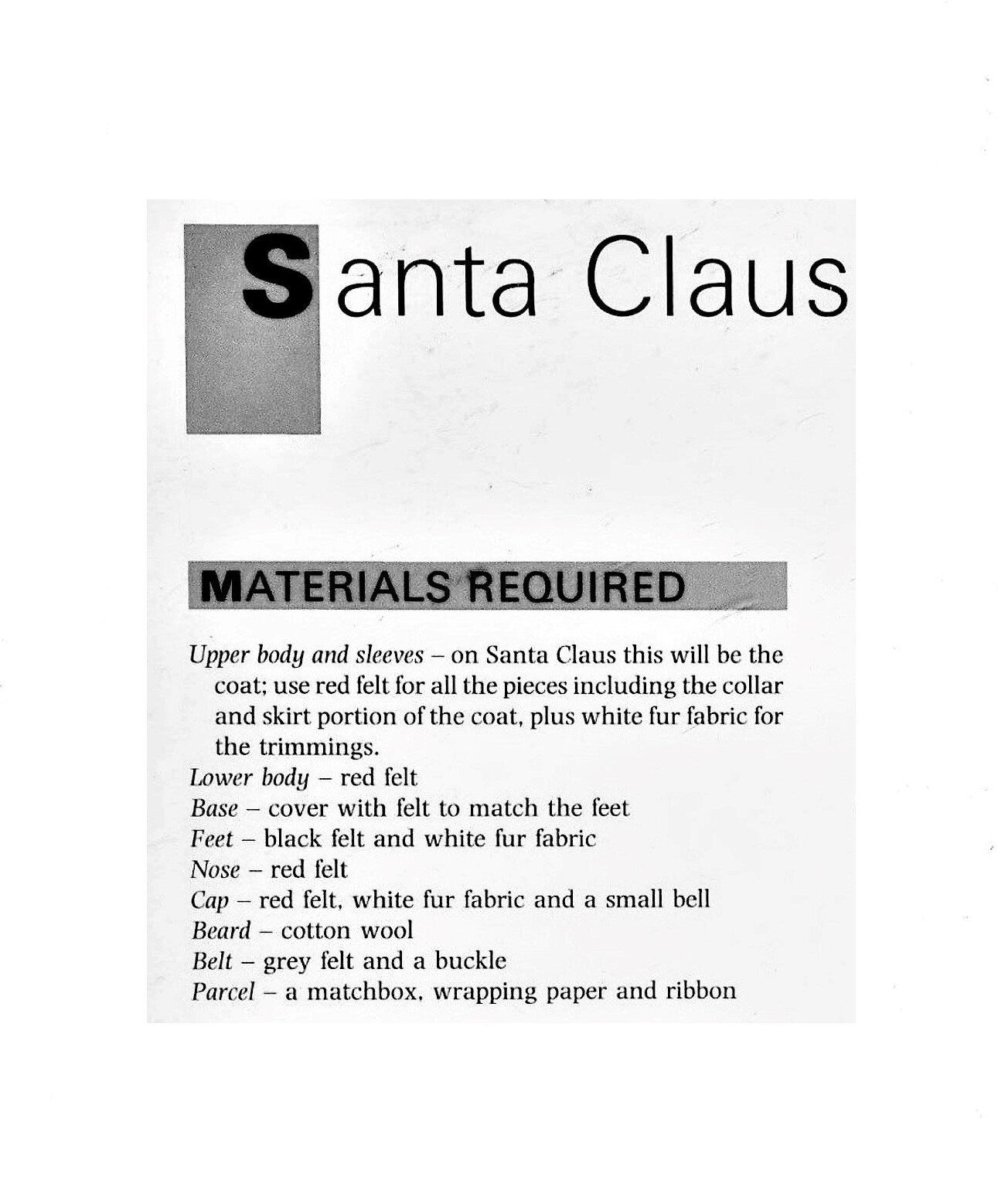 Vintage Sewing Pattern 12" Fabric Santa Claus Soft Sculpture Doll PDF Instant Digital Download Father Christmas