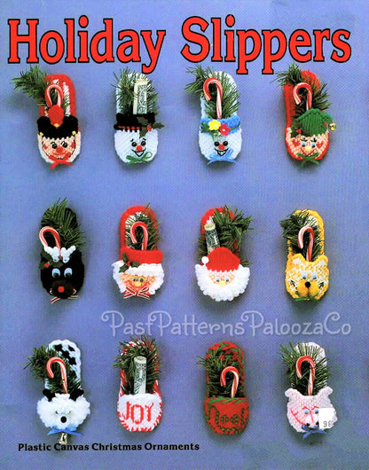 Vintage Plastic Canvas Pattern Cute 4" Christmas Holiday Slippers Ornaments PDF Instant Digital Download Hanging Tree or Package Trim