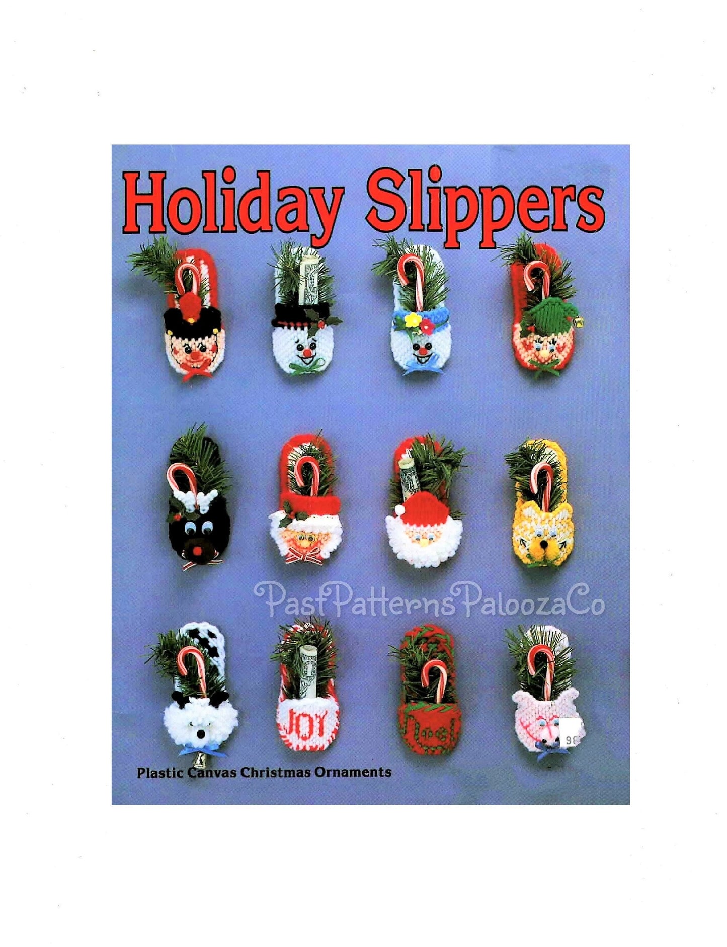 Vintage Plastic Canvas Pattern Cute 4" Christmas Holiday Slippers Ornaments PDF Instant Digital Download Hanging Tree or Package Trim