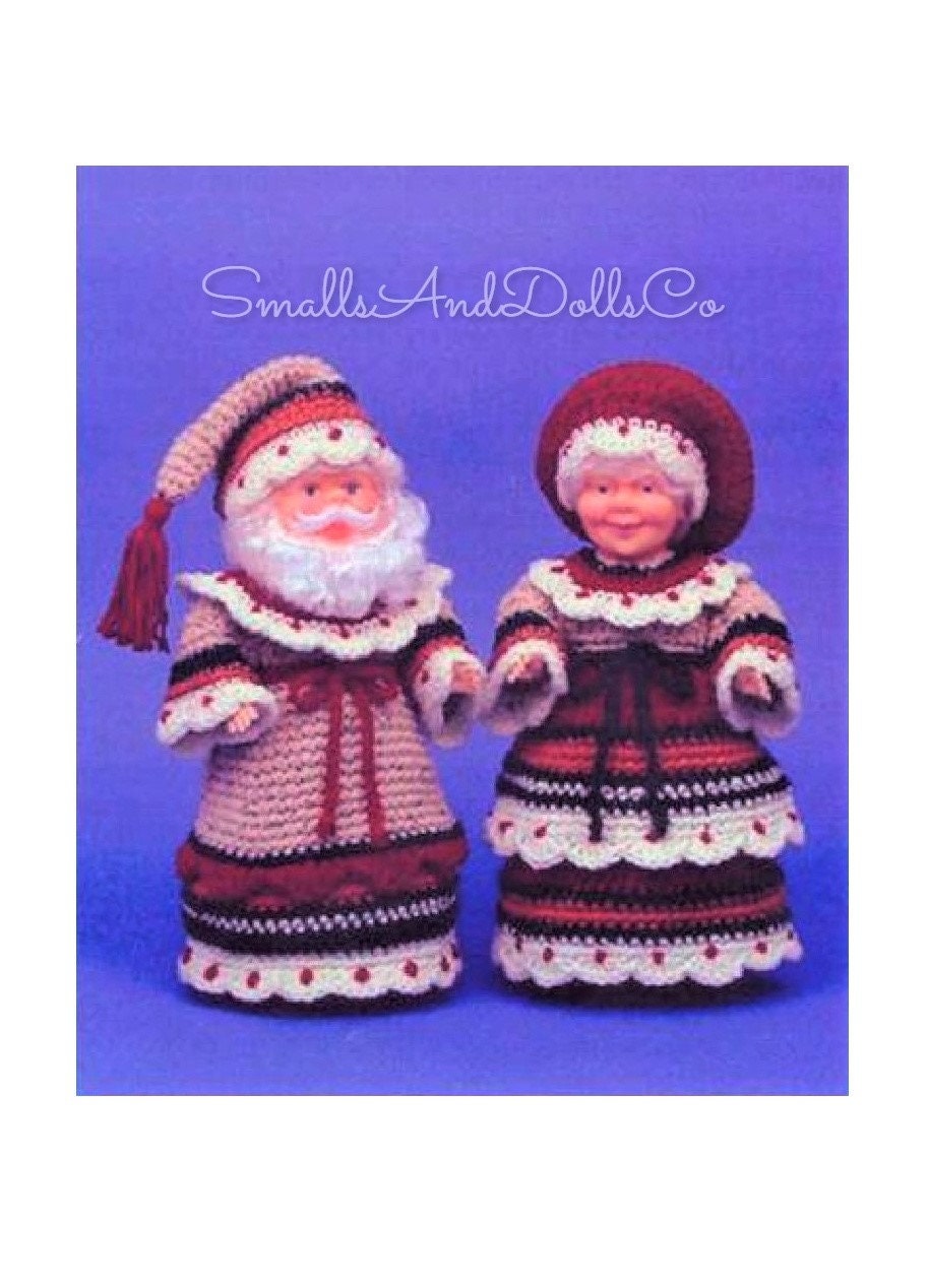 Vintage Crochet Pattern 14" Victorian Woodland Santa and Mrs Claus Christmas Xmas Dolls PDF Instant Digital Download 10 Ply