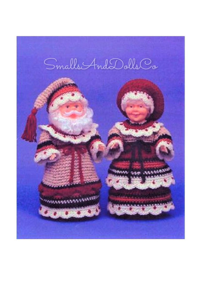 Vintage Crochet Pattern 14" Victorian Woodland Santa and Mrs Claus Christmas Xmas Dolls PDF Instant Digital Download 10 Ply