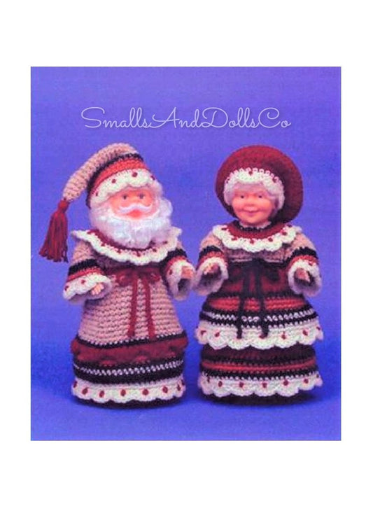 Vintage Crochet Pattern 14" Victorian Woodland Santa and Mrs Claus Christmas Xmas Dolls PDF Instant Digital Download 10 Ply