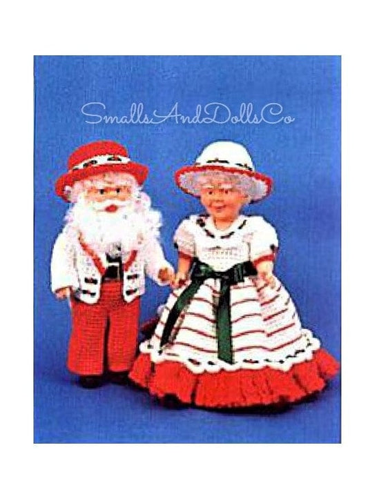 Vintage Crochet Pattern 14" Night On the Town Santa and Mrs Claus Christmas Xmas Dolls PDF Instant Digital Download 10 Ply