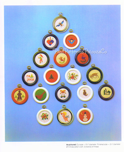 Vintage Cross Stitch Patterns 3" Simple Classic Round Christmas Ornaments PDF Instant Digital Download 18 Holiday Designs Beginners
