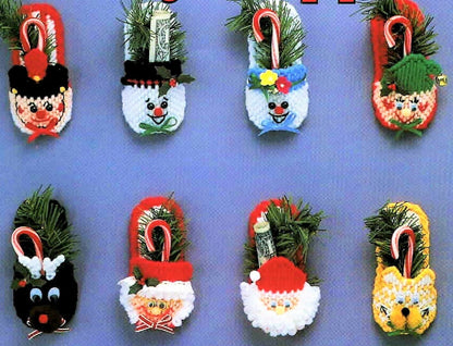 Vintage Plastic Canvas Pattern Cute 4" Christmas Holiday Slippers Ornaments PDF Instant Digital Download Hanging Tree or Package Trim