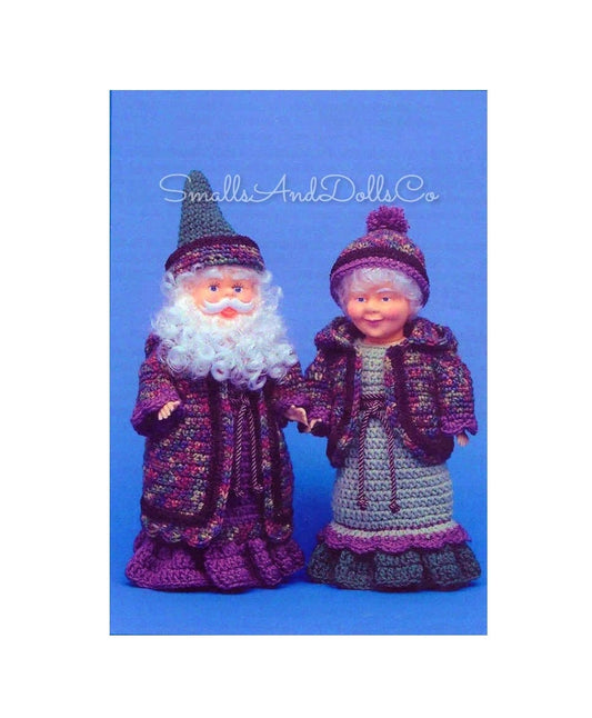 Vintage Crochet Pattern 14" Mystical Plum Blossom Santa and Mrs Claus Christmas Xmas Dolls PDF Instant Digital Download 10 Ply