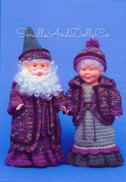 Vintage Crochet Pattern 14" Mystical Plum Blossom Santa and Mrs Claus Christmas Xmas Dolls PDF Instant Digital Download 10 Ply