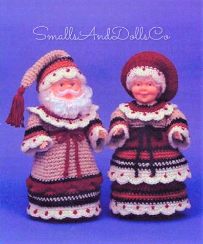 Vintage Crochet Pattern 14" Victorian Woodland Santa and Mrs Claus Christmas Xmas Dolls PDF Instant Digital Download 10 Ply