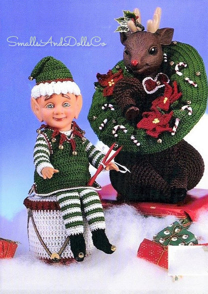 Vintage Crochet Pattern Christmas Sleigh and Air Freshener Dolls Mr & Mrs Santa Claus Elf Reindeer PDF Instant Digital Download