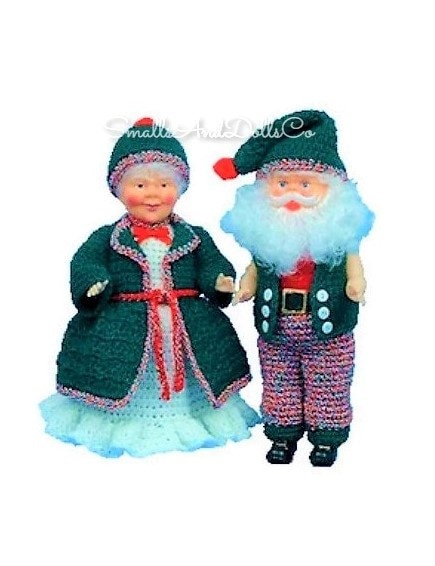 Vintage Crochet Pattern 14" Casual Santa and Mrs Claus Christmas Xmas Dolls PDF Instant Digital Download 10 Ply Cute Leisure Suits Outfits