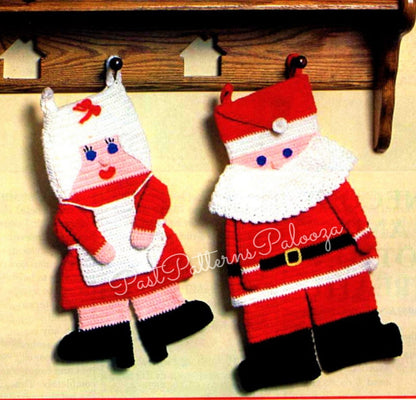 Vintage Crochet Pattern Cute Mr and Mrs Santa Claus Panda Bear Rudolph Reindeer Christmas Stockings PDF Instant Digital Download 4 Ply