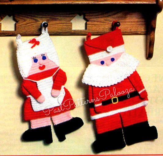 Vintage Crochet Pattern Cute Mr and Mrs Santa Claus Panda Bear Rudolph Reindeer Christmas Stockings PDF Instant Digital Download 4 Ply