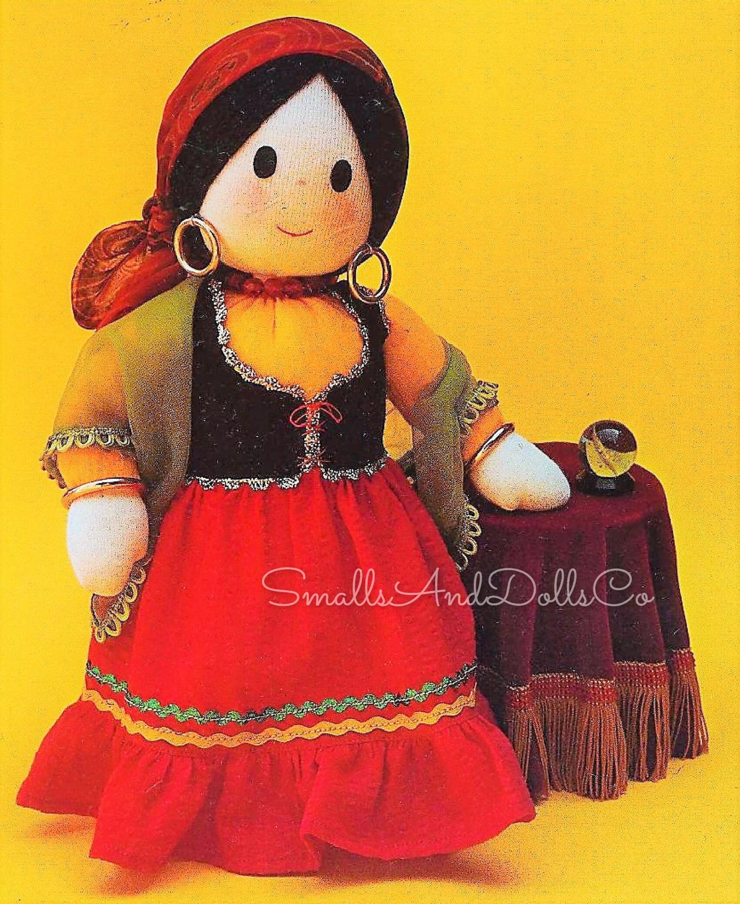 Vintage Sewing Pattern 12" Fortune Teller Soft Sculpture Doll PDF Instant Digital Download Mystical Gypsy Dolly