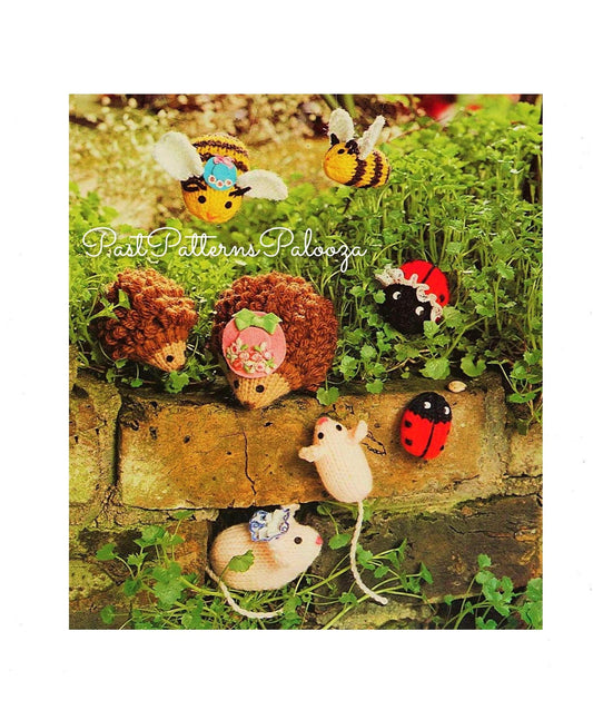Vintage Knitting Pattern Tiny Garden Meadow Creatures Mamas and Babies Soft Amigurumi Toys PDF Instant Digital Download Mice Bees Hedgehog