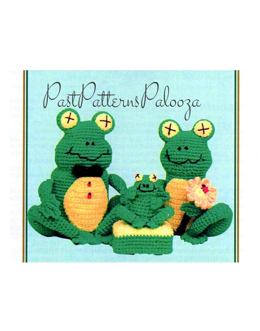 Vintage Crochet Pattern Cute Green Frog Froggie Bathroom Set PDF Instant Digital Download Toilet Tissue Roll Holder Cleanser and Soap Cover