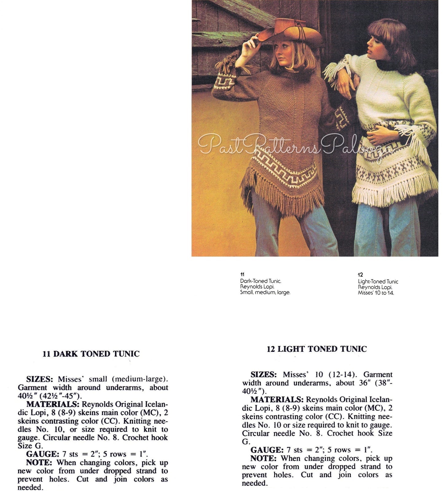 Vintage Knitting Pattern Womens Long Western Tunic Fringed Cowgirl Sweaters 2 Styles PDF Instant Digital Download 12 Ply