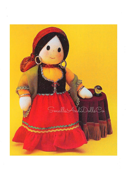 Vintage Sewing Pattern 12" Fortune Teller Soft Sculpture Doll PDF Instant Digital Download Mystical Gypsy Dolly
