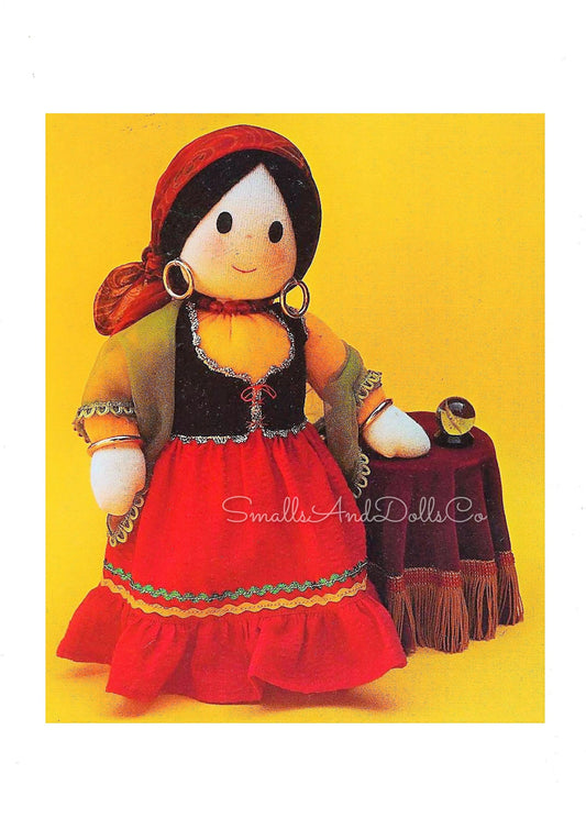 Vintage Sewing Pattern 12" Fortune Teller Soft Sculpture Doll PDF Instant Digital Download Mystical Gypsy Dolly