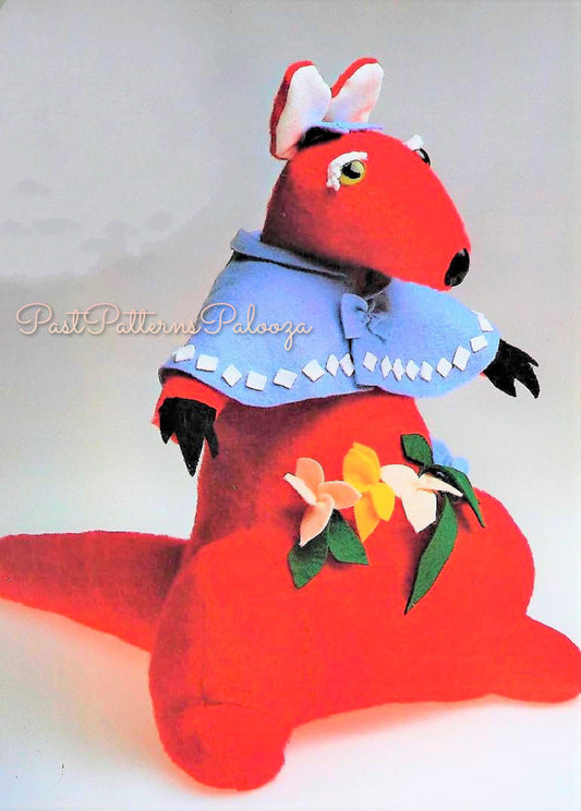 Vintage Sewing Pattern 18" Plush Wallaby Soft Stuffed Toy PDF Instant Digital Download Sewn Cute Australian Animal