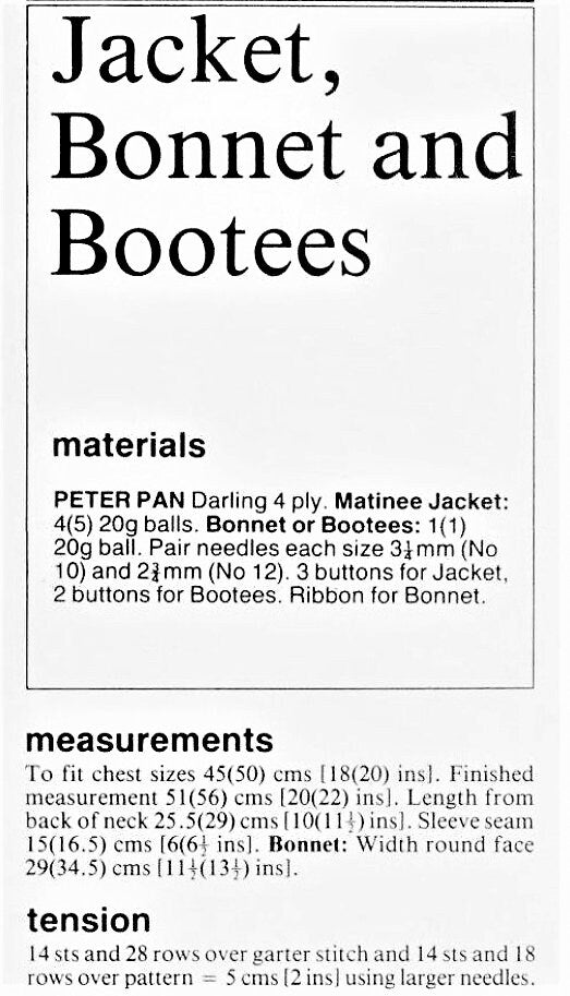 Vintage Knitting Pattern Baby Girls Pretty Jacket Bonnet Booties Set PDF Instant Digital Download 4 Pieces 0-6m 4 Ply