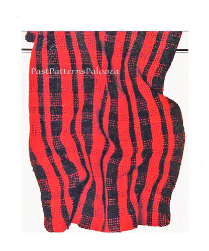 Vintage Knitting Pattern Buffalo Plaid Afghan Tartan Blanket PDF Instant Digital Download Throw Cover Circular Needle 12 Ply