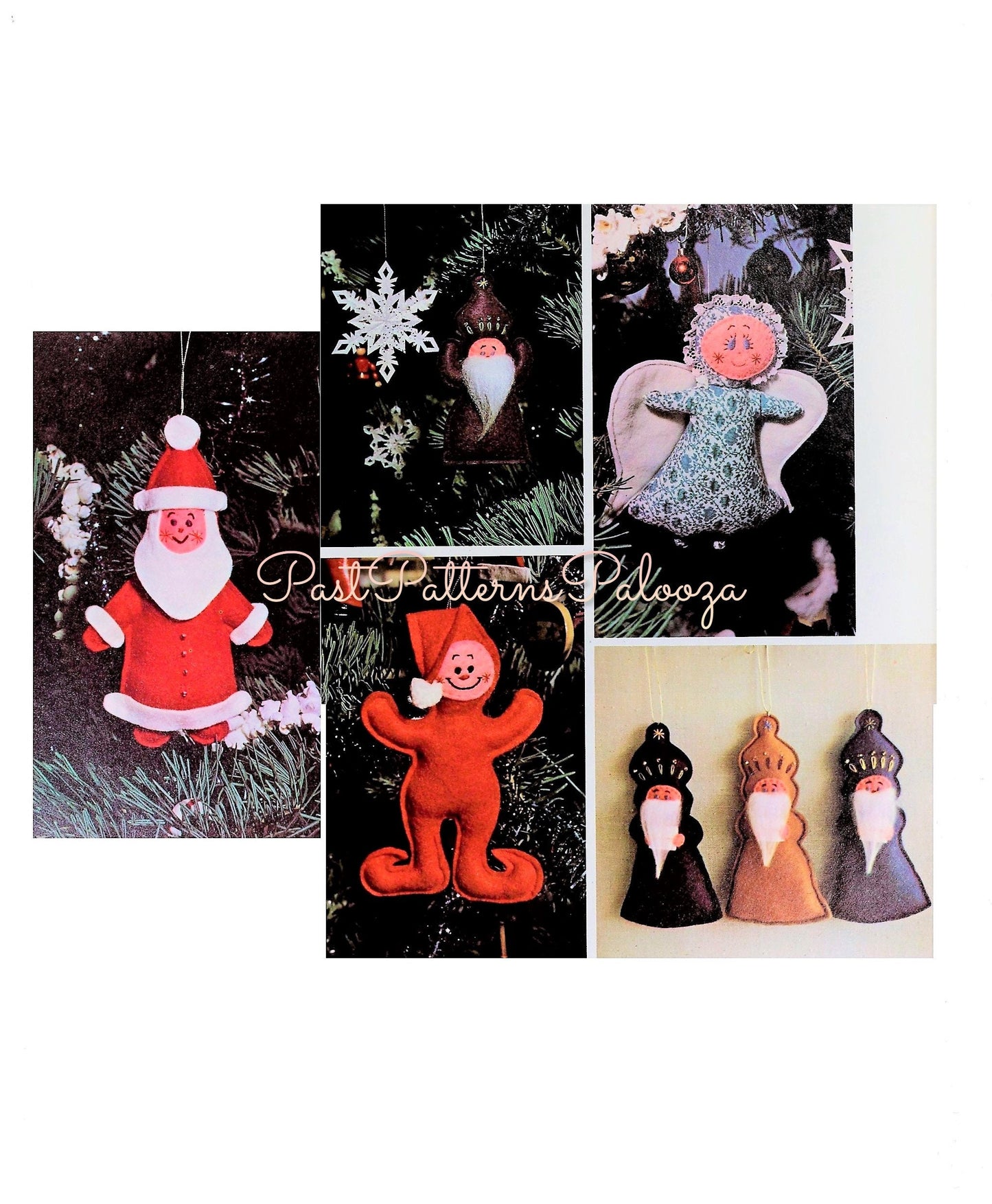 Vintage Sewing Pattern Retro Felt Christmas Figures Ornaments PDF Instant Digital Download Kitsch Santa Angel Wise Men Elf 1970s