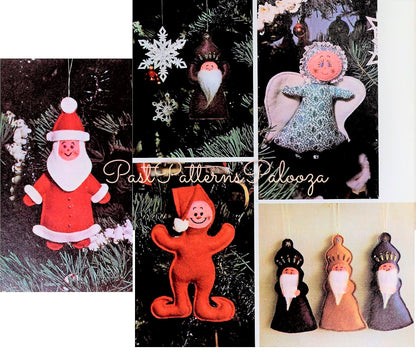 Vintage Sewing Pattern Retro Felt Christmas Figures Ornaments PDF Instant Digital Download Kitsch Santa Angel Wise Men Elf 1970s