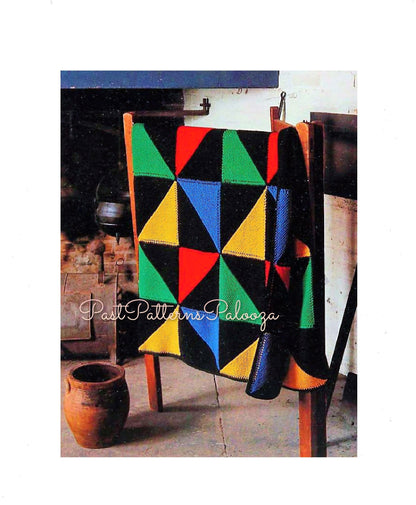 Vintage Knitting Pattern Pinwheel Squares Blanket Afghan Garter Stitch PDF Instant Digital Download Quick Simple Easy Beginners 10 Ply