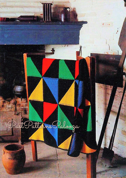 Vintage Knitting Pattern Pinwheel Squares Blanket Afghan Garter Stitch PDF Instant Digital Download Quick Simple Easy Beginners 10 Ply
