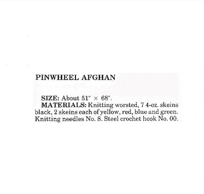 Vintage Knitting Pattern Pinwheel Squares Blanket Afghan Garter Stitch PDF Instant Digital Download Quick Simple Easy Beginners 10 Ply