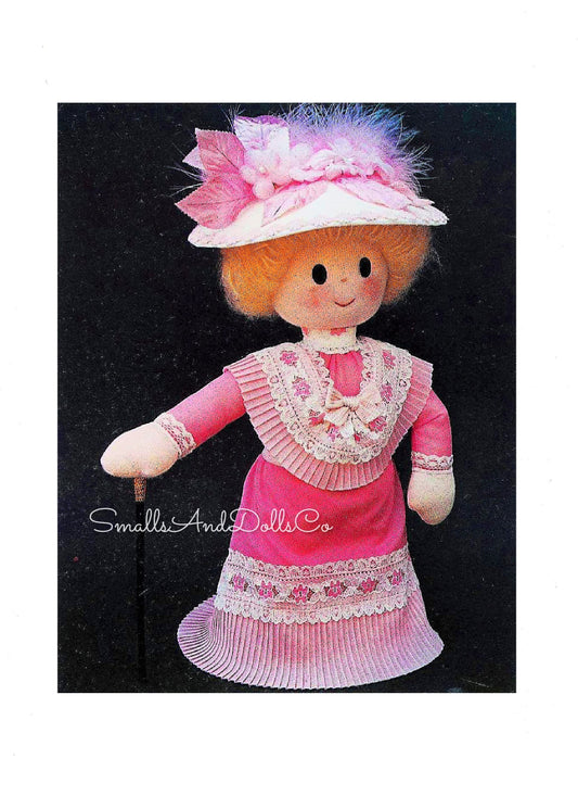 Vintage Sewing Pattern 12" Edwardian Victorian Lady Soft Sculpture Doll PDF Instant Digital Download Old World Fashionable Dolly