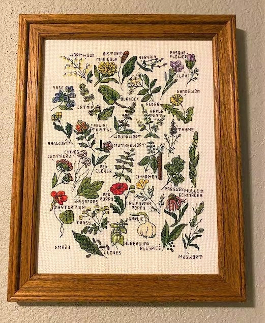 Vintage Cross Stitch Patterns Mini Herbs Spices Medicinal Plants Flowers Motifs PDF Instant Digital Download Embroidery Natural Remedies A1