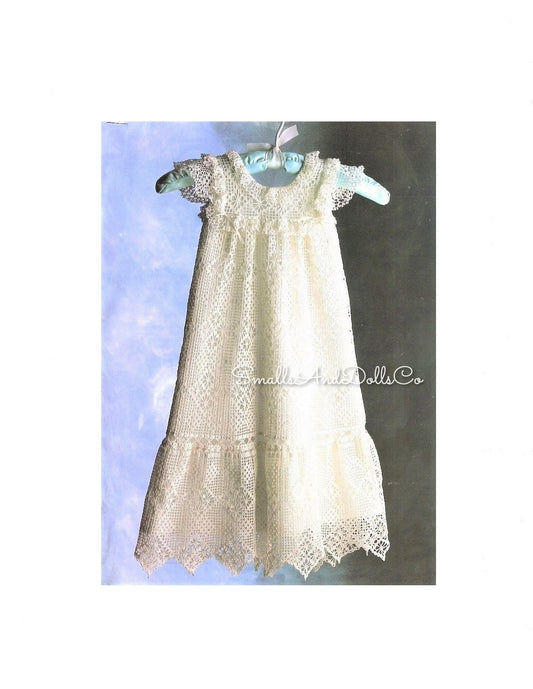 Vintage Thread Crochet Pattern Baby Girl Lacy Antique Heirloom Long Christening Gown PDF Instant Digital Download Victorian Dress 0-6m