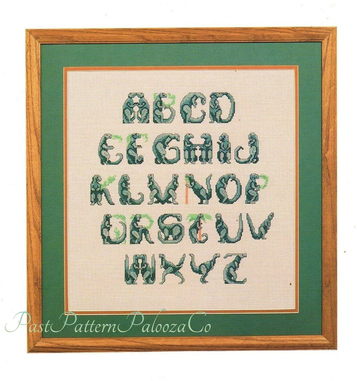Vintage Cross Stitch Pattern Dinosaur Alphabet Font ABCs PDF Instant Digital Download Fun Prehistoric Letters Embroidery