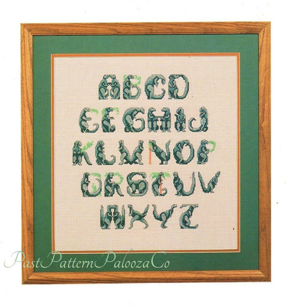 Vintage Cross Stitch Pattern Dinosaur Alphabet Font ABCs PDF Instant Digital Download Fun Prehistoric Letters Embroidery