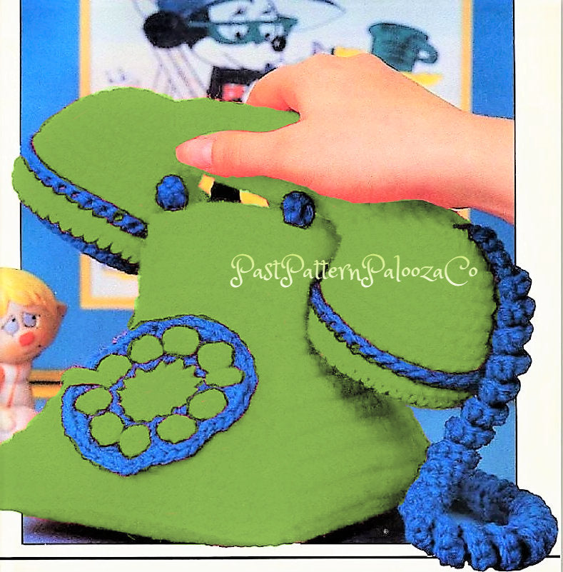 Vintage Crochet Pattern Rotary Dial Phone Old Fashioned Telephone Amigurumi PDF Instant Digital Download Plush Novelty Toy with Sound 4 Ply